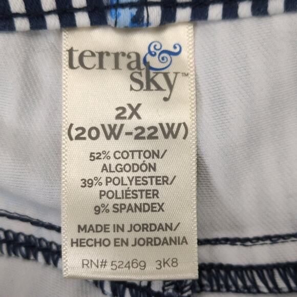 Terra & Sky Women's Plus Size 2X Stretch Pants, Striped Floral Jeggings Boho - Picture 5 of 6